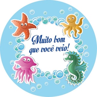Adesivo Redondo - Fundo do Mar