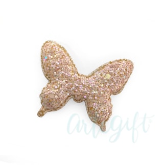 Aplique Borboleta Glitter Rosa Clara Pacote 2 Unidades