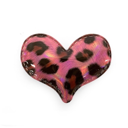 Aplique Coração Animal Print Rosa Pacote 2 Unidades
