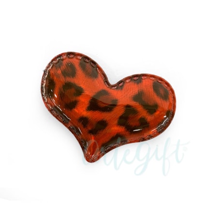 Aplique Coração Animal Print Vermelho Pacote 2 Unidades