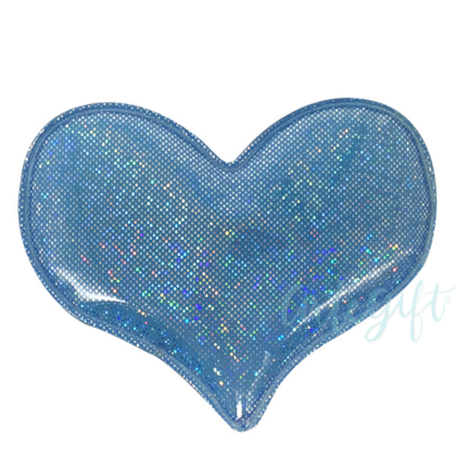 Aplique Coração Azul Metalizado Big Pacote 2 Unidades