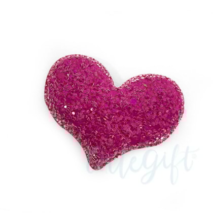 Aplique Coração Glitter Pink Pacote 2 Unidades