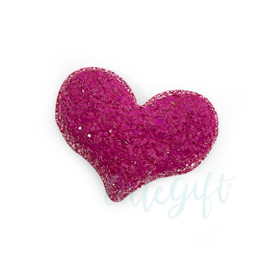 Aplique Coração Glitter Pink Pacote 2 Unidades
