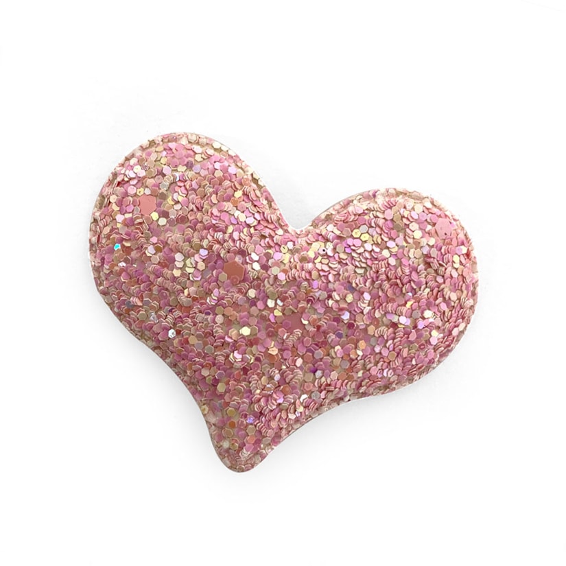 Aplique Coração Glitter Rosa Pacote 2 Unidades