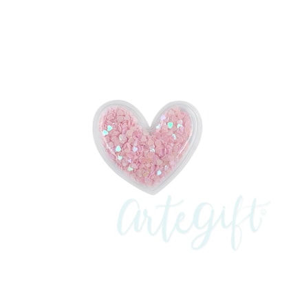 Aplique Coração Incolor Rosa Pacote 2 Unidades