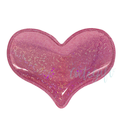 Aplique Coração Metalizado Rosa Big Pacote 2 Unidades