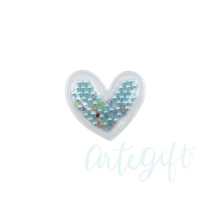 Aplique Coração Pérola Azul Pacote 2 Unidades