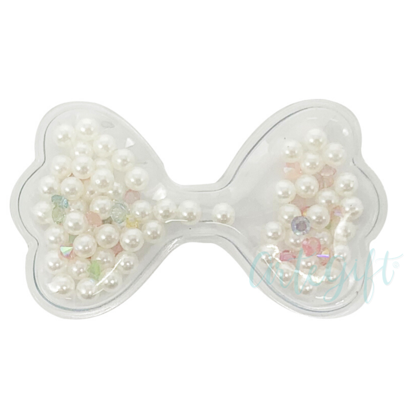 Aplique Laço Incolor Pérola Branca Pacote 2 Unidades