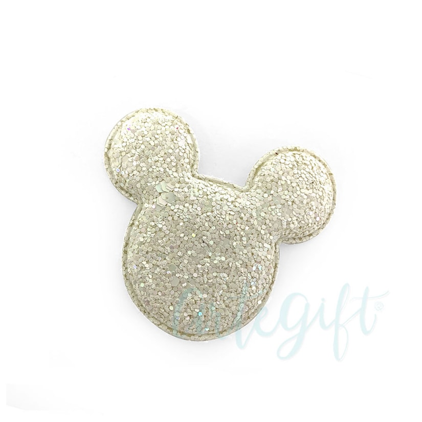 Aplique Urso Glitter Branco Pacote 2 Unidades