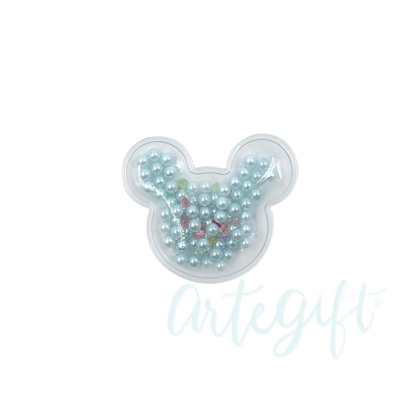 Aplique Urso Incolor Pérola Azul Pacote 2 Unidades