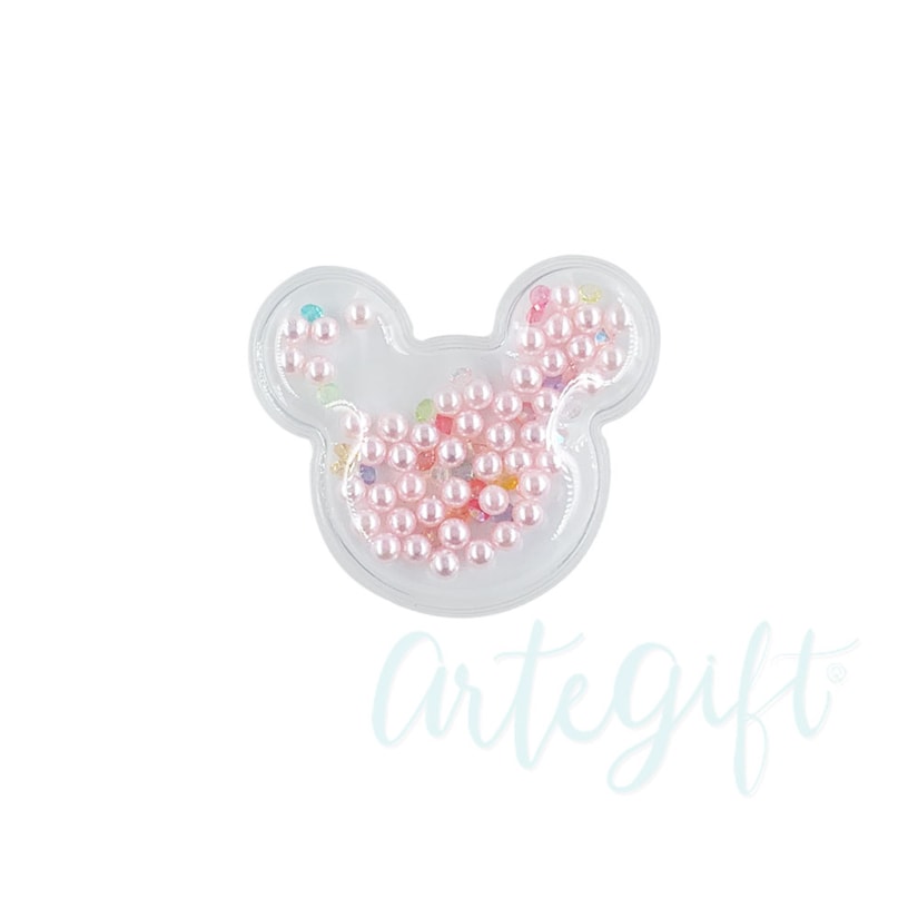 Aplique Urso Incolor Pérola Rosa  Pacote 2 Unidades