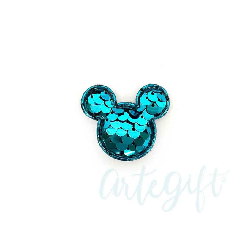Aplique Urso Mini Paetê Azul Pacote 2 Unidades