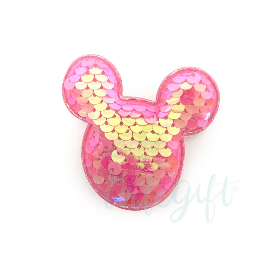 Aplique Urso Paetê Rosa Pacote 2 Unidades