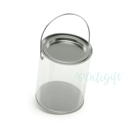 Balde Grande Transparente Prata