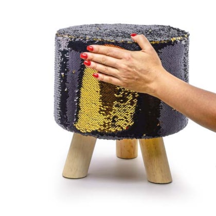 BANQUETA PAETE DOURADA/PRETA 27X28CM  - UNIDADE