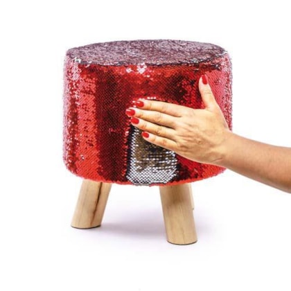 BANQUETA PAETE VERMELHA/PRATA 27X28CM  - UNIDADE