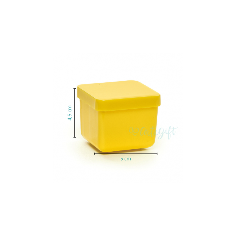 Caixa Acrilica Cristal Quadrada Amarela 5x5CM