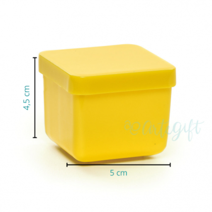 Caixa Acrílica Quadrada Amarela 5x5CM