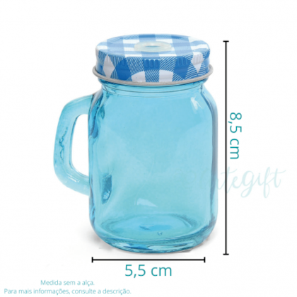 Caneca Mason Jar 120ML Tampa Com Furo