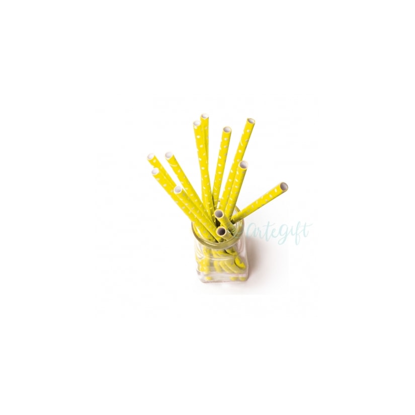 Canudo de Papel  Amarelo c/ Bolinha