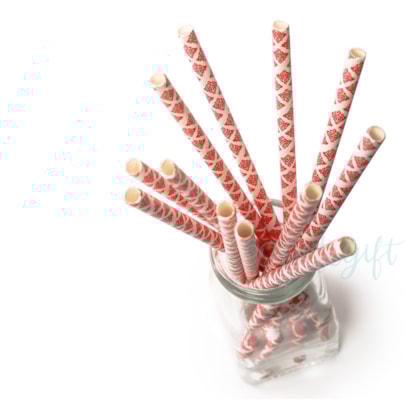 Canudo de Papel Arabesco Vermelho