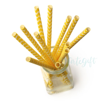 Canudo de Papel Chevron Amarelo