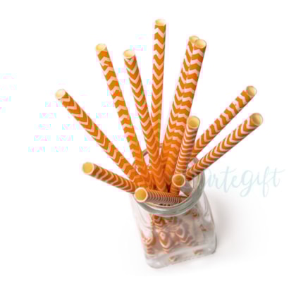 Canudo de Papel Chevron Laranja