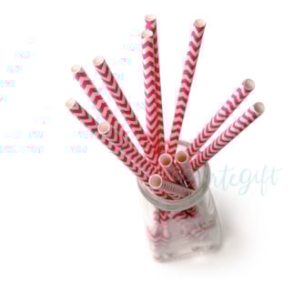 Canudo de Papel Chevron Pink