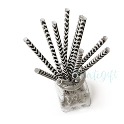 Canudo de Papel Chevron Preto