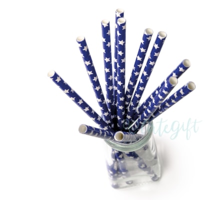 Canudo de Papel Estrela Azul Marinho