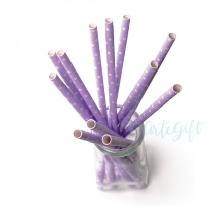 Canudo de Papel Lilás c/ Bolinha