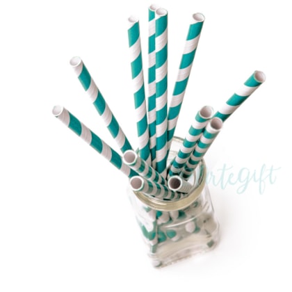 Canudo de Papel Listrado Tiffany