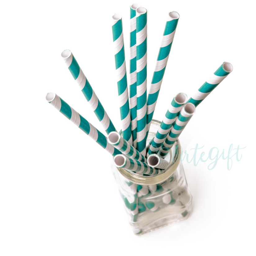 Canudo de Papel Listrado Tiffany