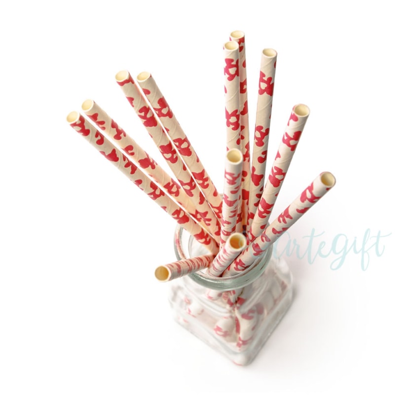 Canudo de Papel Urso Rosa