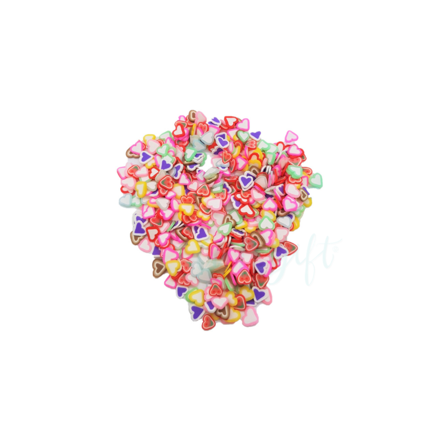 Coração Desenhado Fimo Fatiado 10 Gramas