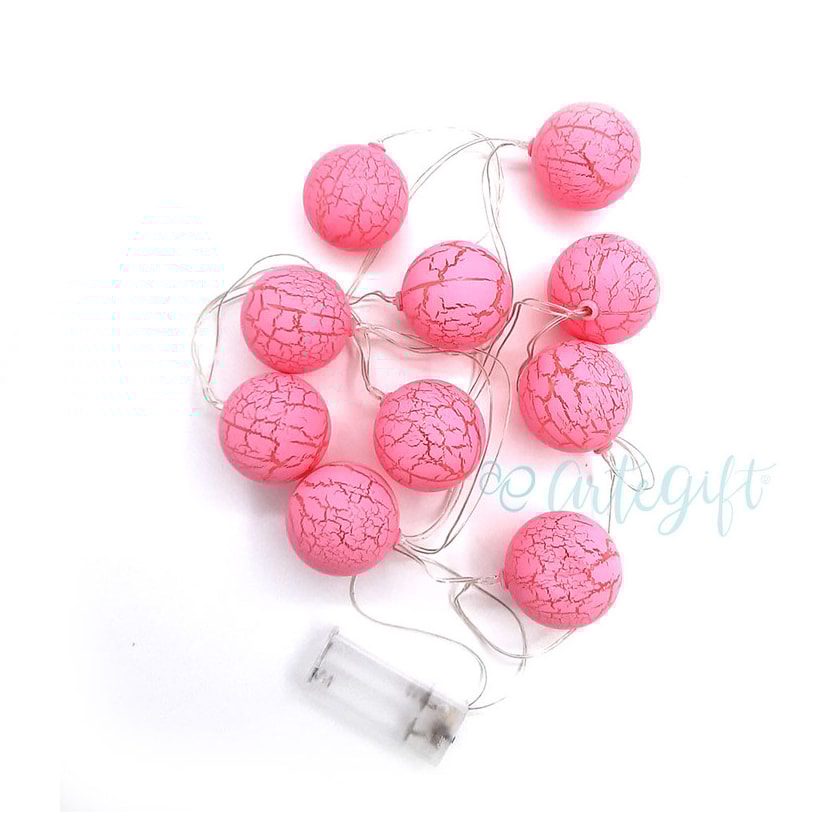 Cordão Bolas Craqueladas Rosa