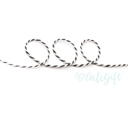 Cordão Twine Preto e  Branco