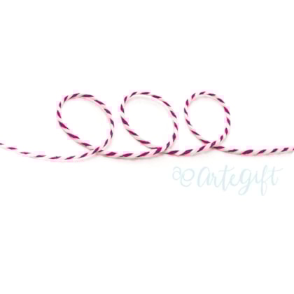 Cordão Twine Rosa e  Branco
