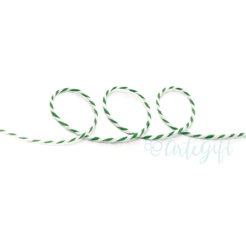 Cordão Twine Verde e  Branco