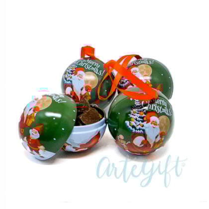 ESFERA DE METAL PAPAI NOEL VERDE - NATAL