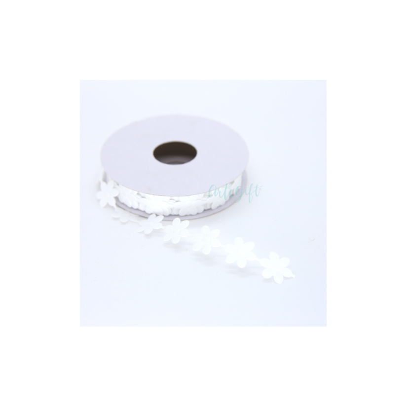 Fita Flor Branca - 1,6 cm / 14 mts