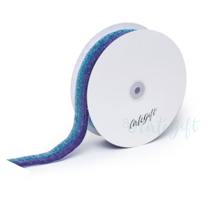 Fita Lurex 4CM Azul Gradiente - Rolo C/ 22,8Metros