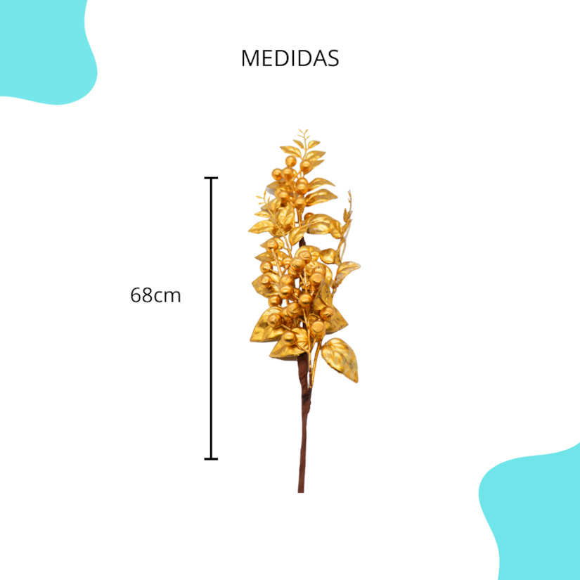 Galho Berries Dourado 68CM