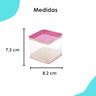 Lata Acetato Quadrada Rosa