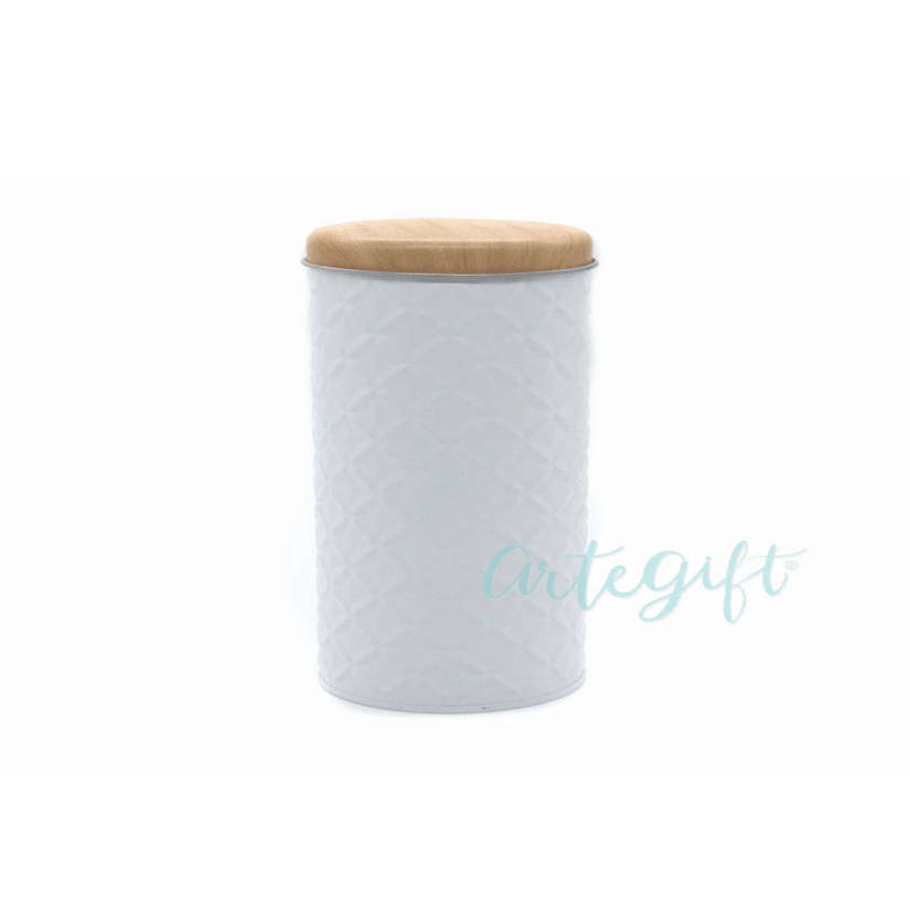 Lata Cilindrica Texturizada Branca