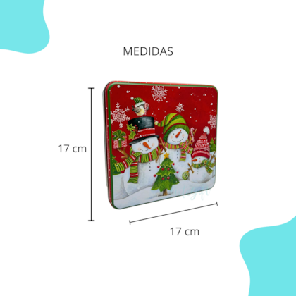 Lata Natal - Quadrada Snow Man Tree