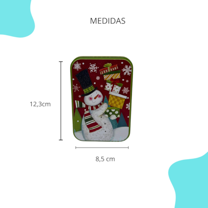Lata Natal - Retangular Boneco de Neve