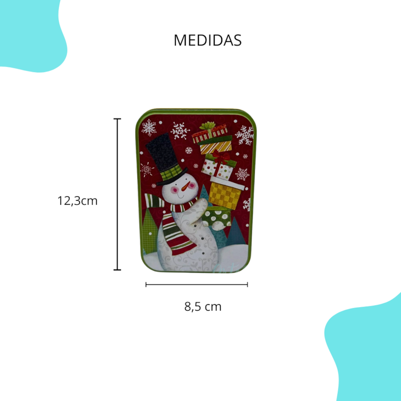 Lata Natal - Retangular Boneco de Neve