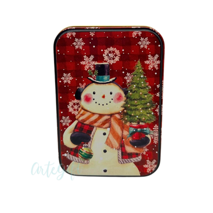 Lata Natal - Retangular Snow Man Tree