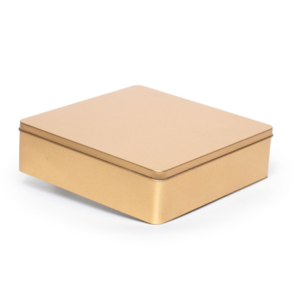 Lata Quadrada Grande Ouro 19,5 x 19,5 x 5,5